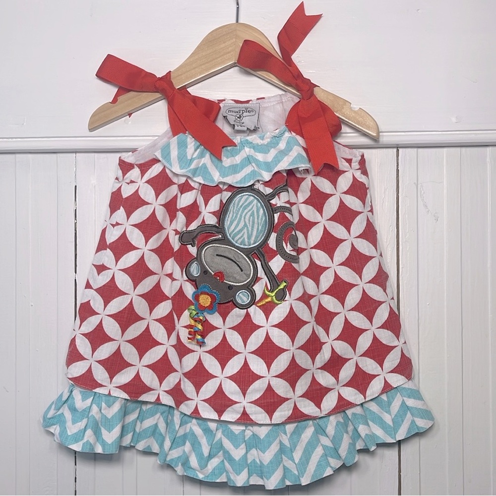 CLASSIC WHIMSY MUDPIE Adorable Embroidered Appliqué Money Geometric Dress